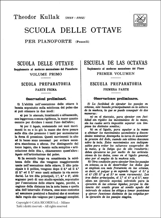 Scuola Delle Ottave - Volume I - Per Pianoforte - pro klavír